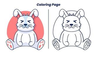 cute bunny with coloring pages suitable for kids vector