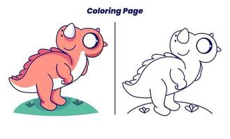 dinosaurios lindos en la jungla con páginas para colorear vector