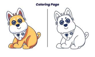 lindo perro robot con páginas para colorear vector