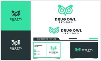 night owl with medicine drug logo design concept template vector
