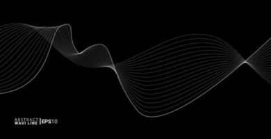 Abstract wave lines. Waves flowing isolated on black background. vector