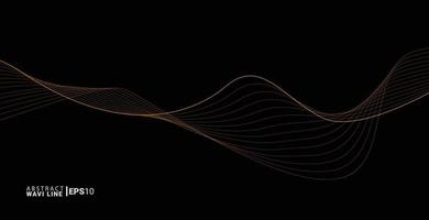 líneas de onda abstractas. ondas que fluyen aisladas sobre fondo negro. vector