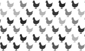 Black and White Chicken Seamless Pattern Background vector