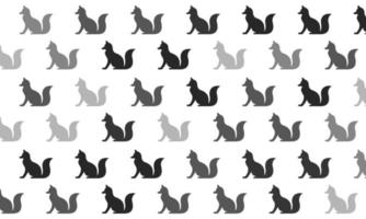 Black and White Fox Seamless Pattern Background vector