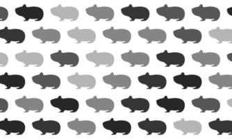 Black and White Hamster Seamless Pattern Background vector