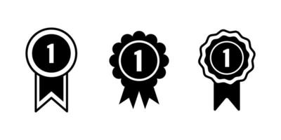 Medal badge icon set. First place award outline icon. vector