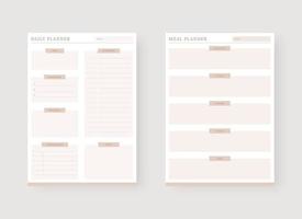 Daily and meal planner template. Set of planner and to do list. vector