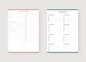 conjunto de planificador y lista de tareas pendientes. diario y plantilla de planificador de lista de tareas pendientes. vector