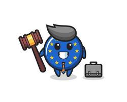Illustration of europe flag badge mascot as a lawyer vector