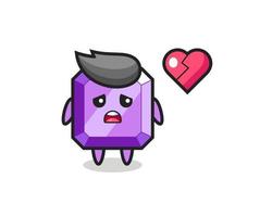 purple gemstone cartoon illustration is broken heart vector