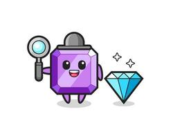 Illustration of purple gemstone character with a diamond vector