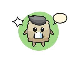 sack character cartoon with shocked gesture vector