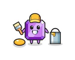 Character Illustration of purple gemstone as a painter vector