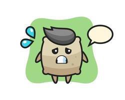 sack mascot character with afraid gesture vector