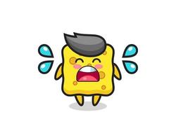 sponge cartoon illustration with crying gesture vector