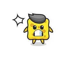 sponge character cartoon with shocked gesture vector