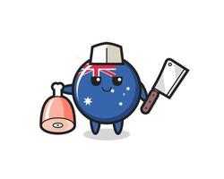 Illustration of australia flag badge character as a butcher vector