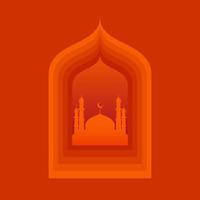Ramadan kareem mosque in window vector