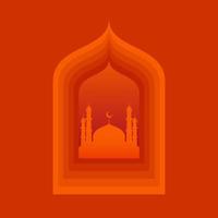 Ramadan kareem mosque in window vector