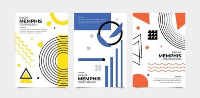 Set of bright abstract geometric memphis cover