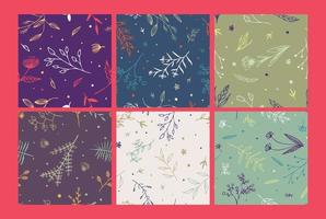 Seamless Pastel Color Floral Pattern Set vector