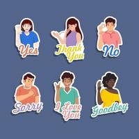 Sign Language Sticker Collection vector