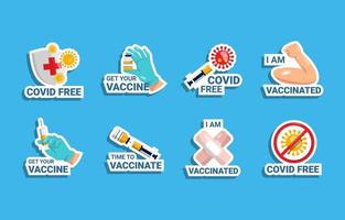 colección de pegatinas vacunados vector