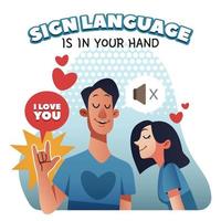 Couple Having Conversation with Sign Language vector