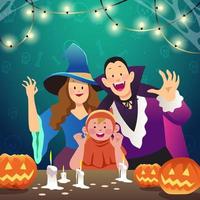 fiesta de halloween con la familia vector