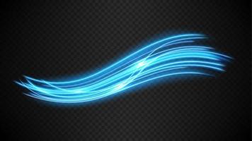 Abstract blue wavy line of light with a transparent background Vector