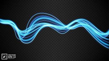 Abstract blue wavy line of light with a transparent background vector