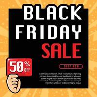 black friday design template with hand holding card vector