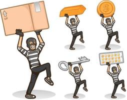 thief character illustration set vector