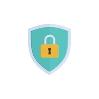 Shield security with padlock object vector illustration
