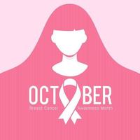 Breast cancer awareness month banner design with pink ribbon