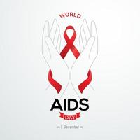 World aids day banner red awareness ribbon vector graphic