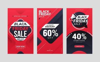 Black friday sale social media stories template design vector