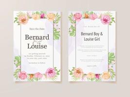 Beautifull Wedding Invitation Card Floral Template vector