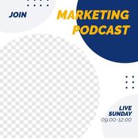 Podcast live feed design social media post template vector