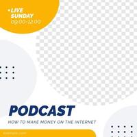Podcast live feed design social media post template vector