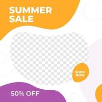 Summer sale discount feed design social media post template vector