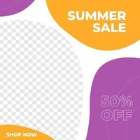 Summer sale discount feed design social media post template vector