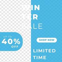 Winter sale discount feed design social media post template vector