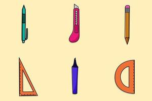 Stationery set isolated vector illustration back to school design