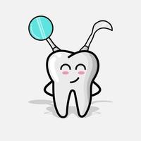 Ilustración de personaje de dientes con equipo dental. mascota del diente vector