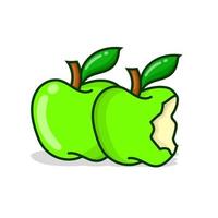 Green apple with sliced another apple. green apple vector illustration