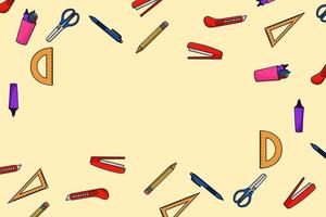 Back to school vector background with stationery for poster, banner