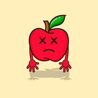 ilustración de personaje de manzana vector aislado expresión linda