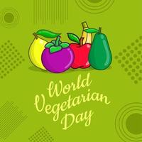 World vegetarian day with fruit elements isolated green background vector