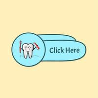 Botón con uso de ilustración de dientes para botón web, sitio, sitio web vector